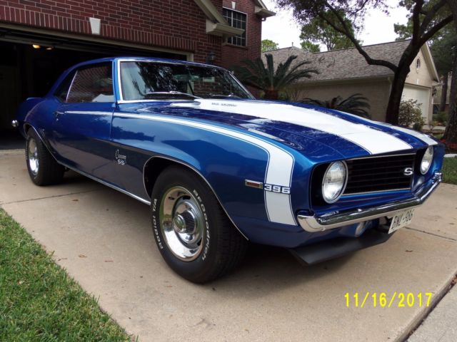 1969 Blue and White Chevrolet Camaro Coupe
