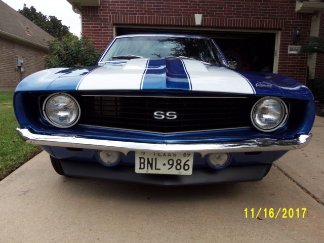 1969 Blue and White Chevrolet Camaro Coupe