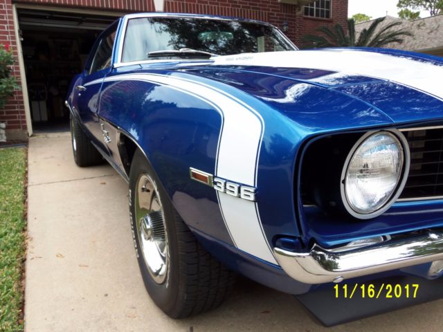 1969 Blue and White Chevrolet Camaro Coupe
