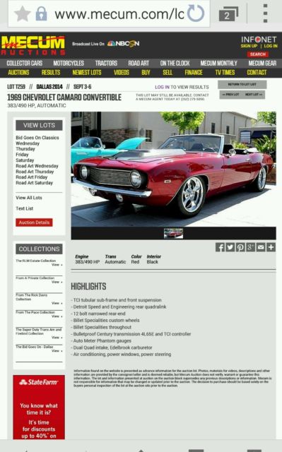 1969 Chevrolet Camaro Convertible