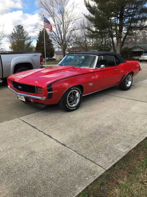 1969 Red Chevrolet Camaro Convertible