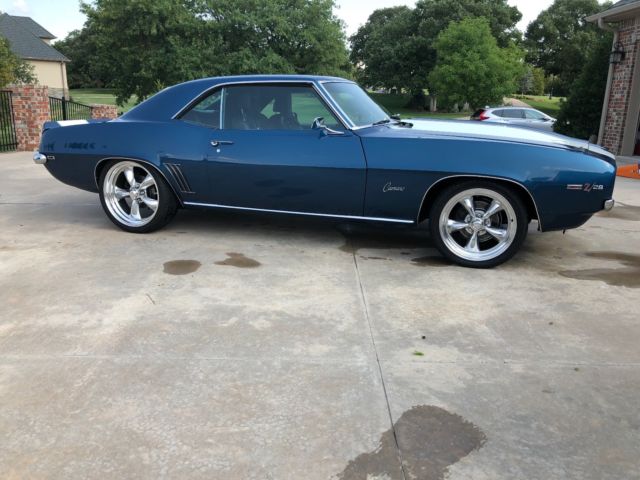 1969 Z28 Blue with Cadillac Pearl White Rally Stripes Chevrolet Camaro Coupe