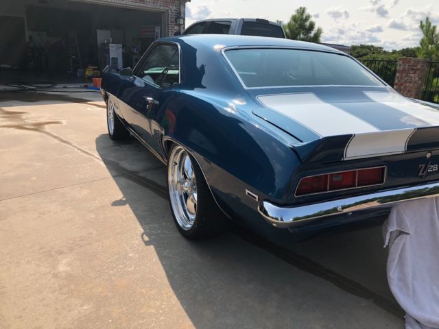 1969 Z28 Blue with Cadillac Pearl White Rally Stripes Chevrolet Camaro Coupe