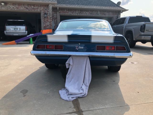 1969 Z28 Blue with Cadillac Pearl White Rally Stripes Chevrolet Camaro Coupe