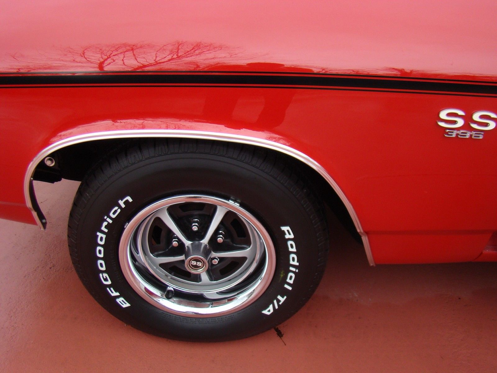 1969 red Chevrolet Chevelle 2 door coupe