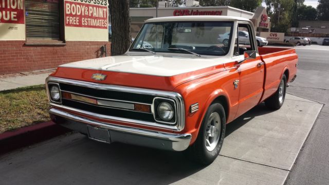 1969 Orange/white Chevrolet C-10