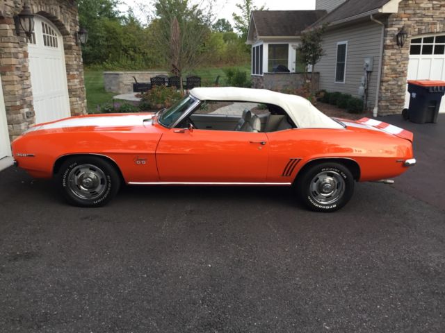 1969 Orange Chevrolet Camaro Convertible