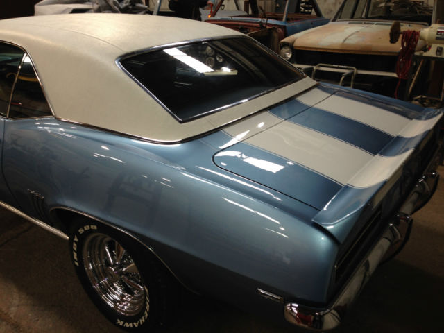 1969 Glacier Blue w/White Stripes & Vinyl Roof Chevrolet Camaro Coupe