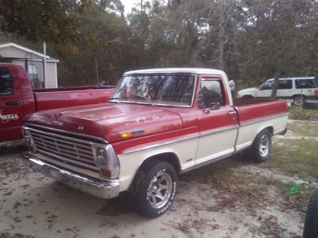 1969 Red and White Ford F-100 Pick up