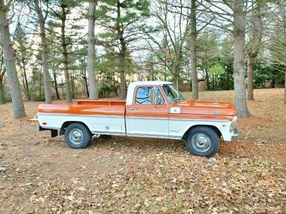 1969 Orange _ White Ford F-250 Standard Cab Long Bed