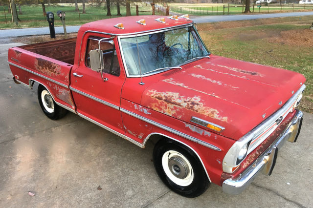 1969 Red Ford F-100 Short Bed Pick-Up
