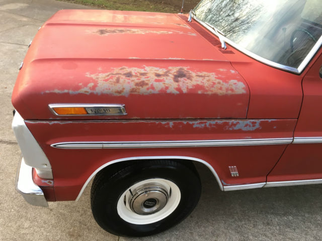 1969 Red Ford F-100 Short Bed Pick-Up
