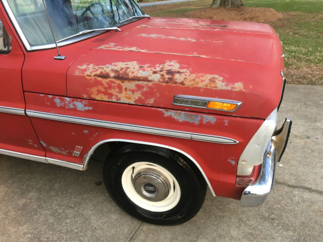 1969 Red Ford F-100 Short Bed Pick-Up