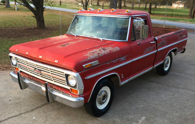 1969 Red Ford F-100 Short Bed Pick-Up