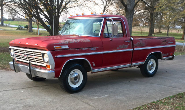 1969 Red Ford F-100 Short Bed Pick-Up