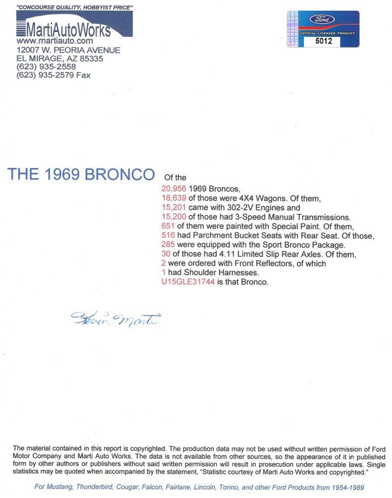 1969 Orange Ford Bronco