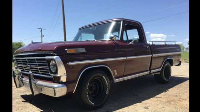 1969 Burgundy Ford F-100 Standard Cab Pickup