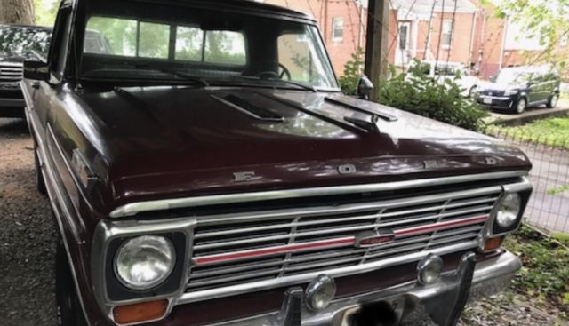 1969 Burgundy Ford F-100 Standard Cab Pickup