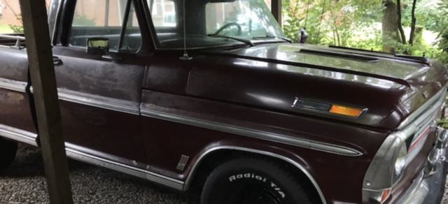 1969 Burgundy Ford F-100 Standard Cab Pickup