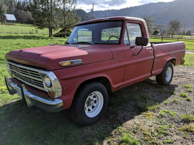 1969 Red Ford F-100 Standard Cab Pickup