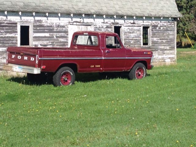 1969 Burgundy Ford F-100 Standard Cab Pickup
