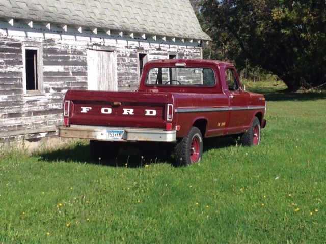 1969 Burgundy Ford F-100 Standard Cab Pickup
