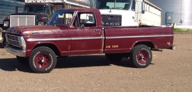 1969 Burgundy Ford F-100 Standard Cab Pickup