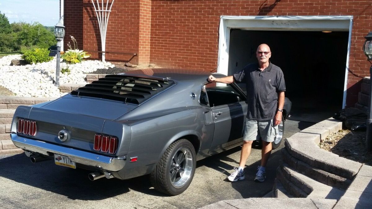 1969 metallic flake gunmetal/grey Ford Mustang Fastback