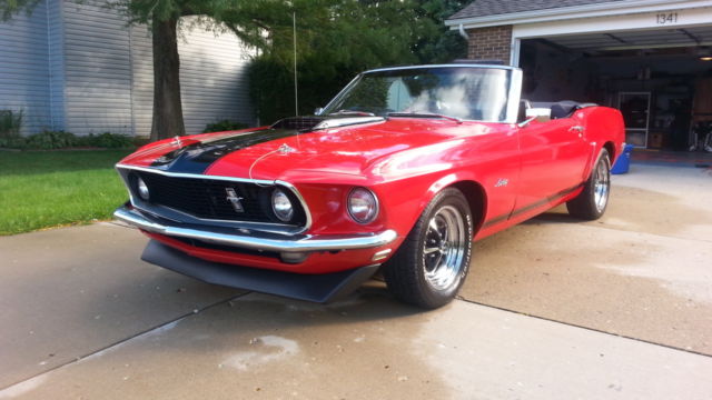 1969 Red Ford Mustang Convertible