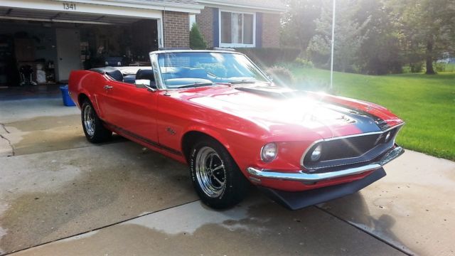 1969 Red Ford Mustang Convertible