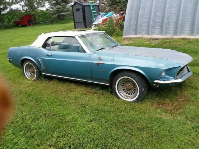 1969 Blue Ford Mustang Convertible