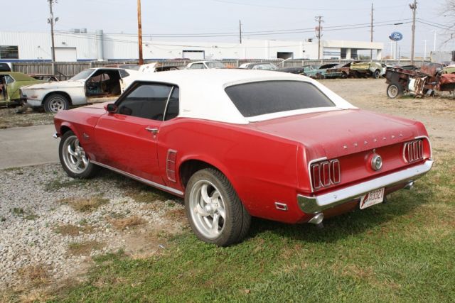 1969 Red w/White Vinyl Top Ford Mustang