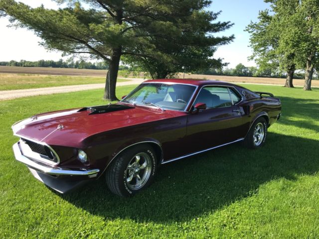 1969 Maroon Ford Mustang Fastback