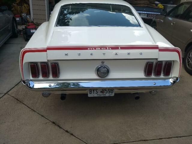 1969 White Ford Mustang Fastback