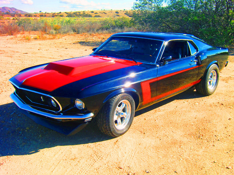 1969 Black w/ Combination  Red Boss Graphics Ford Mustang 2 door Fastback