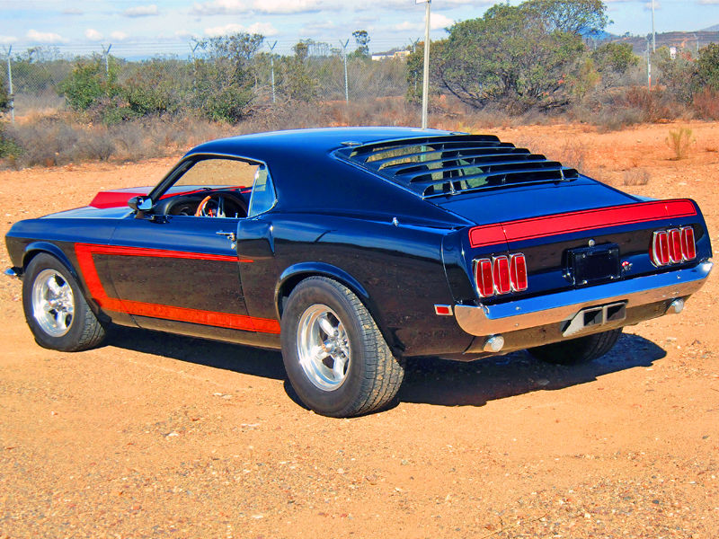 1969 Black w/ Combination  Red Boss Graphics Ford Mustang 2 door Fastback