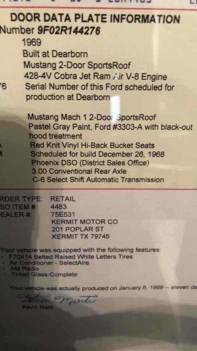 1969 Red Ford Mustang