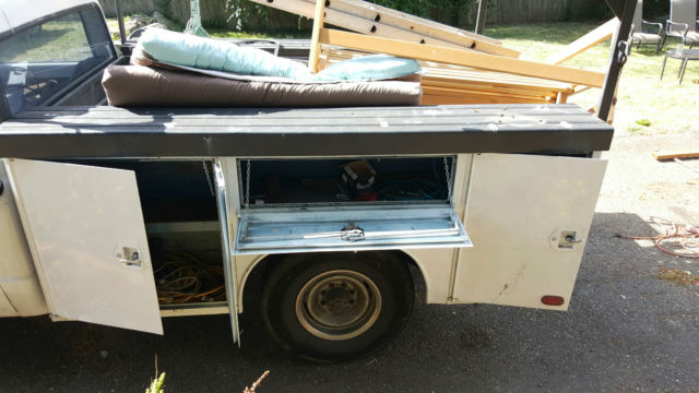 1969 white GMC pickup bed with side boxes