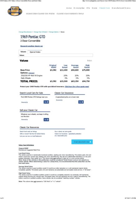 1969 Blue Pontiac GTO Convertible