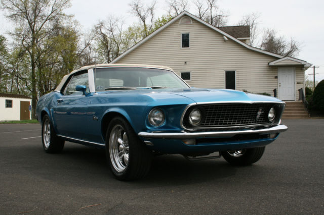 1969 Blue Ford Mustang Convertible