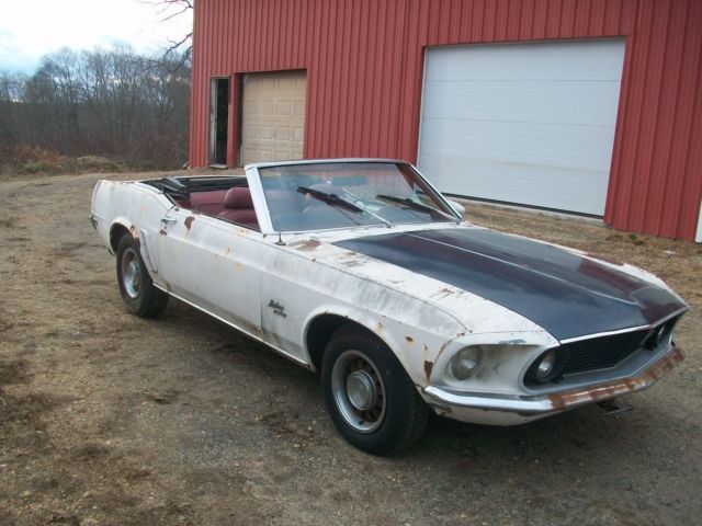 1969 White Ford Mustang Convertible