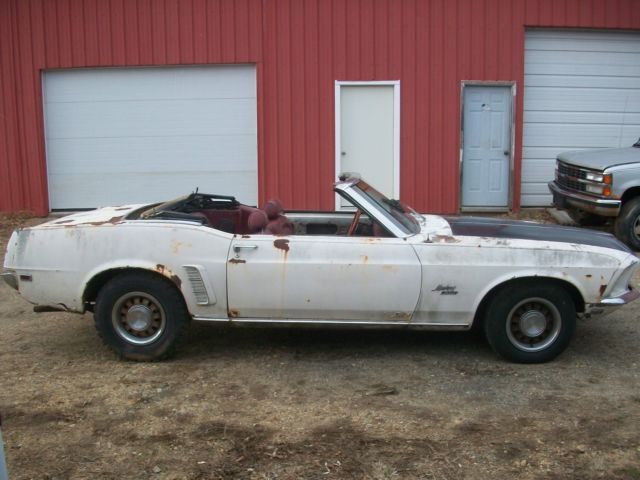 1969 White Ford Mustang Convertible