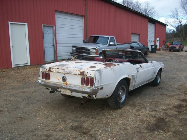 1969 White Ford Mustang Convertible