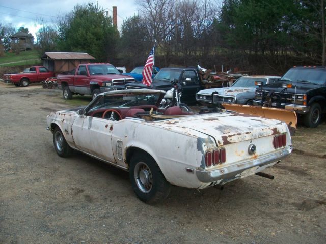 1969 White Ford Mustang Convertible