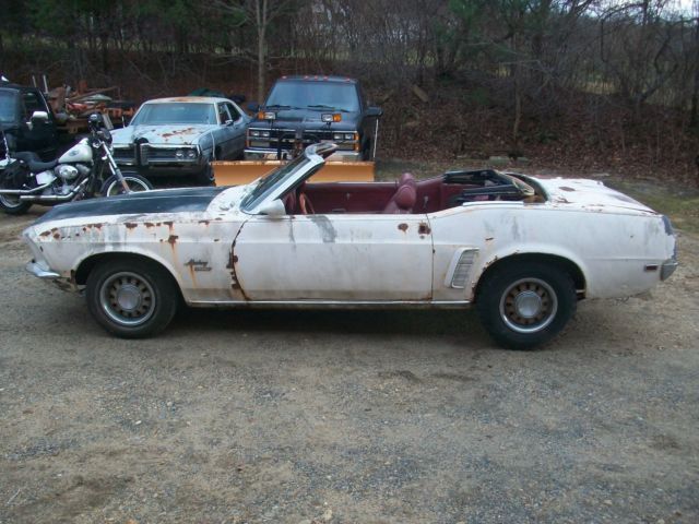 1969 White Ford Mustang Convertible