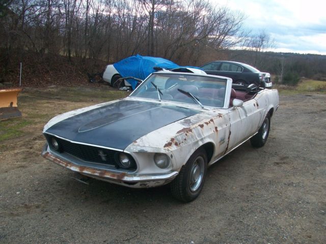 1969 White Ford Mustang Convertible