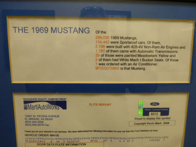 1969 meadowlark yellow Ford Mustang sportsroof