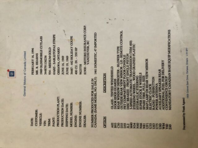 1969 Green Oldsmobile 442 Coupe