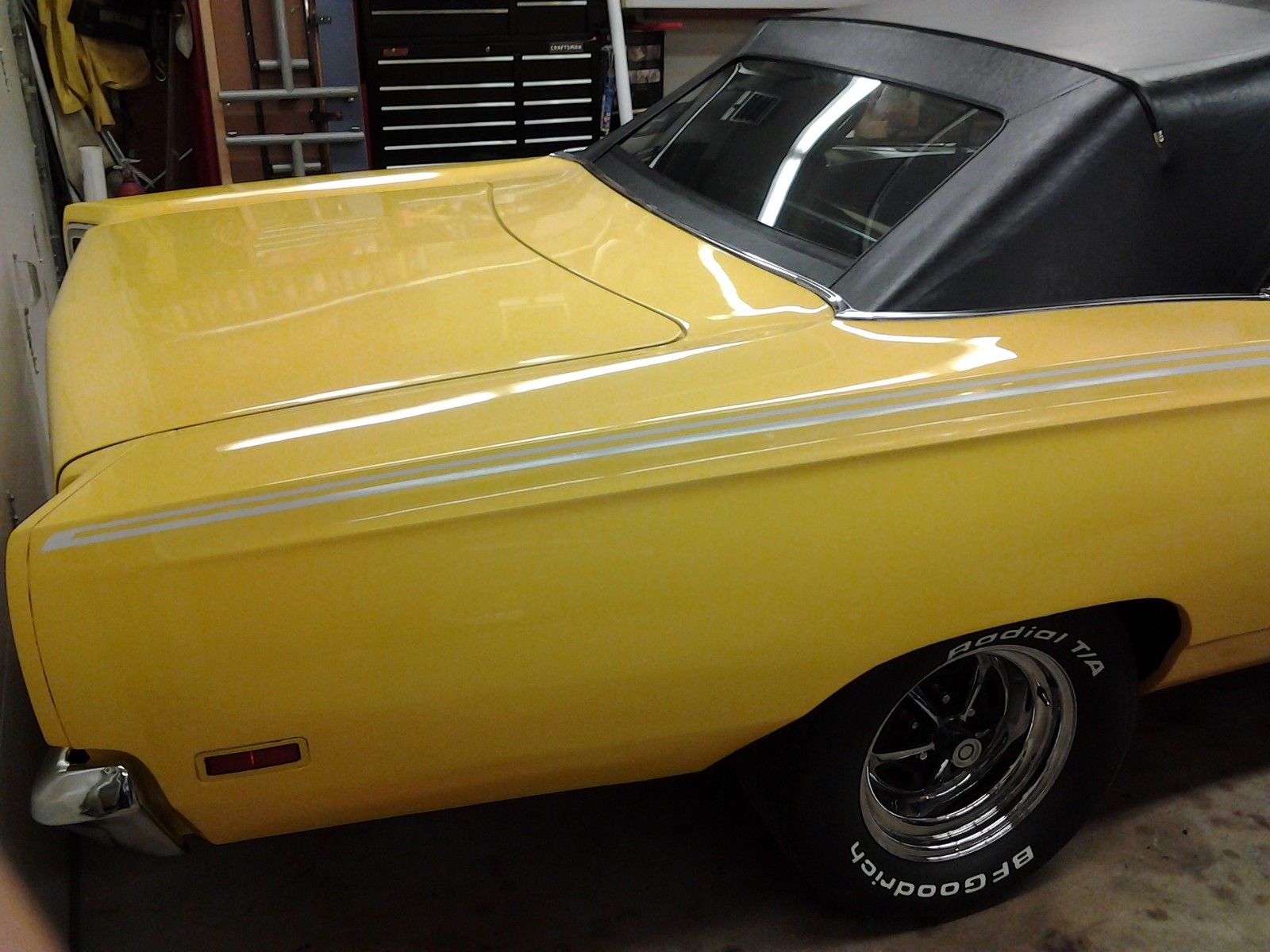 1969 Bahama Yellow Plymouth Road Runner 2 door converible