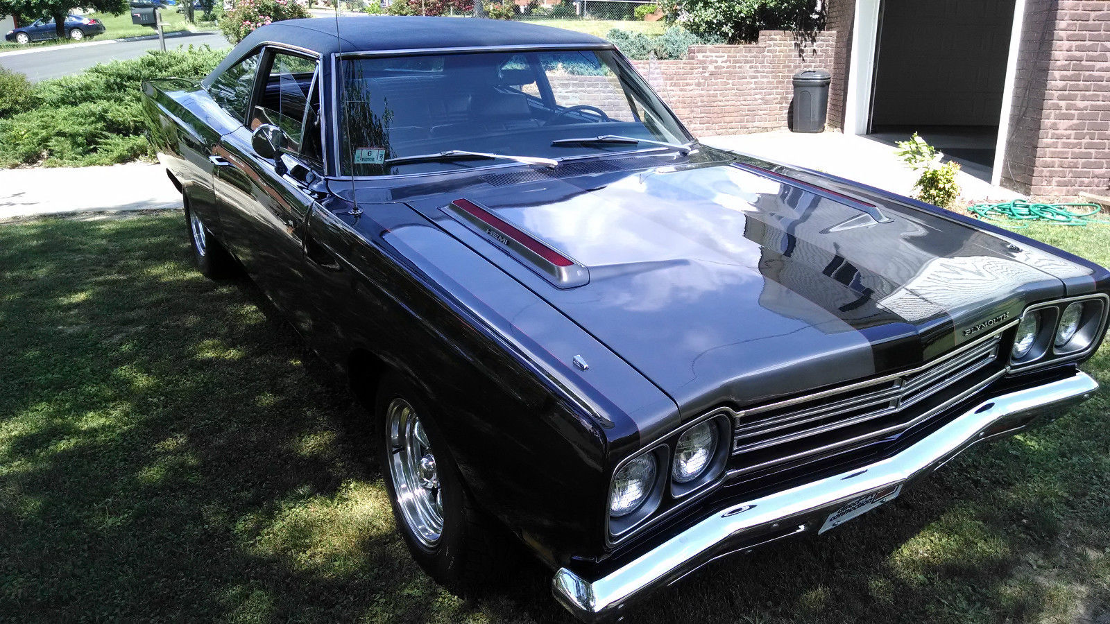 1969 Black and Gray Plymouth Road Runner post